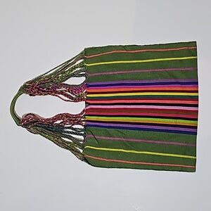 Chiapas Woven Market Hammock Bag Purse‎ Tote Sack Striped Mexico Colorful